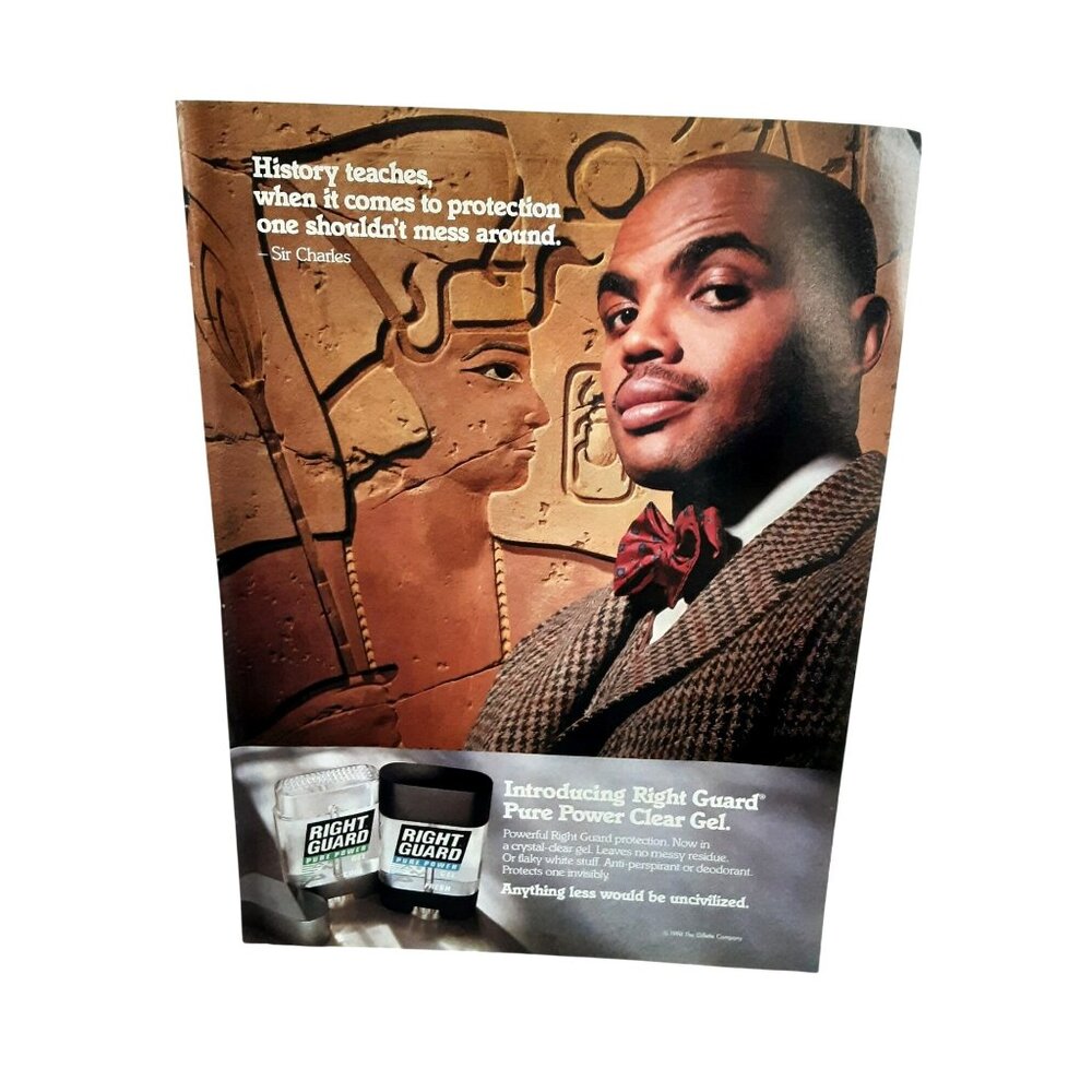1994 Charles Barkley Right Guard Vintage Print Ad NBA Basketball 1990s